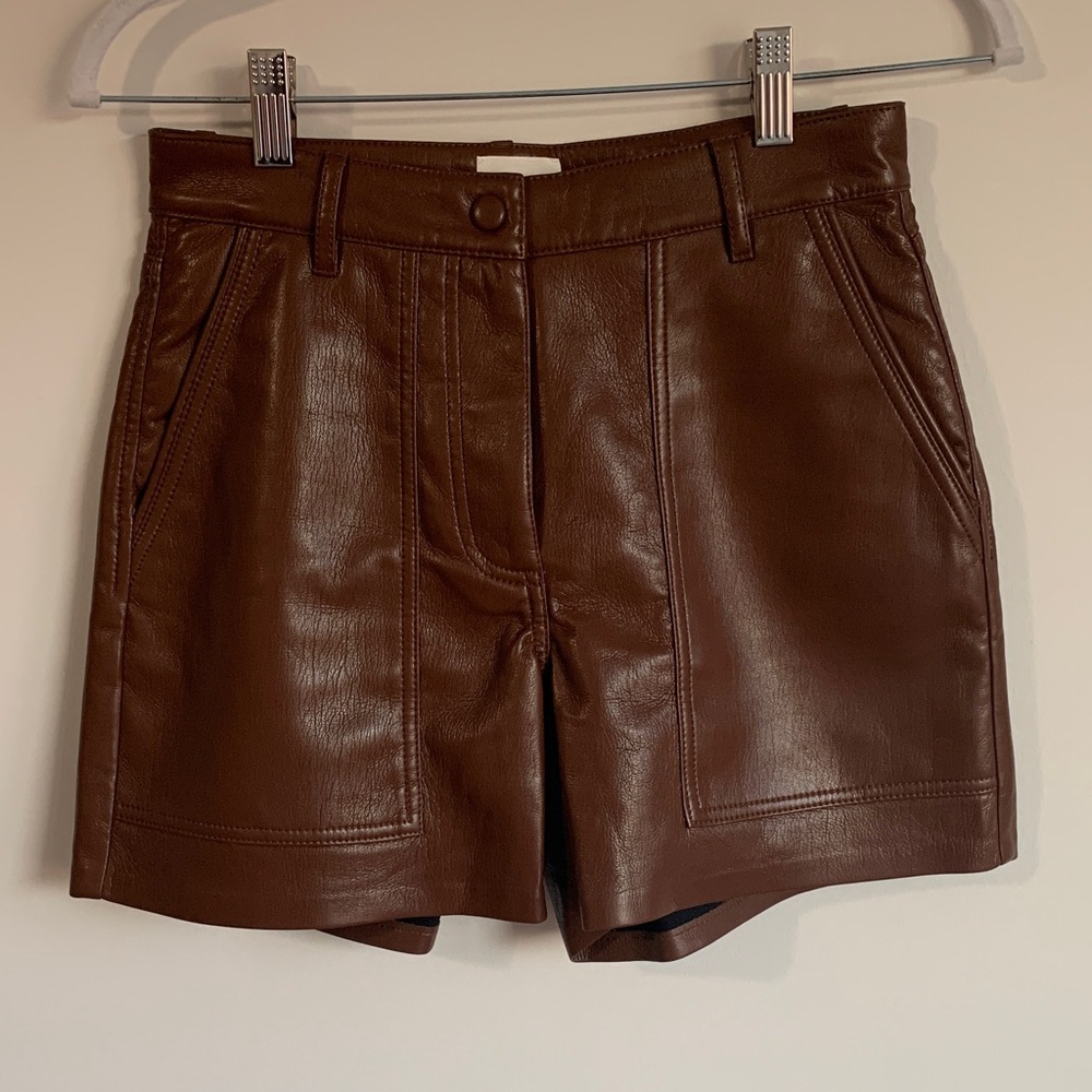 Aritzia (Wilfred) Brown Faux Leather Shorts